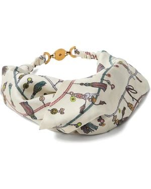 Versace Printed Silk Twill Headband - White