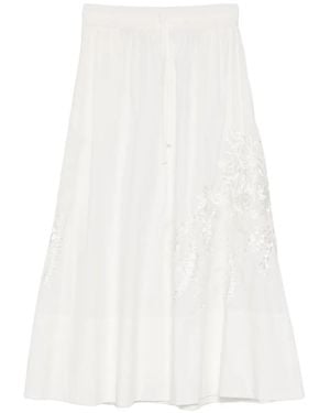 P.A.R.O.S.H. Lace-Detail Midi Skirt - White