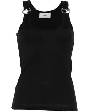 Coperni Ring-Detail Ribbed Top - Black