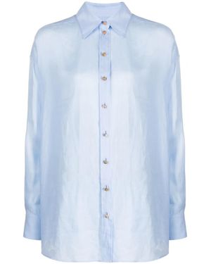 Zimmermann Tama Long-Sleeve Ramie Shirt - Blue