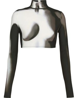 Balmain Spray Paint Effect Cropped Top - Black