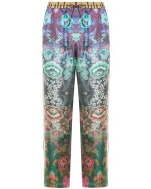 Pierre Louis Mascia Aloe Floral Straight-Leg Trousers - Blue