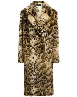 Etro Faux-Fur Coat With Leopard-Motif - Metallic