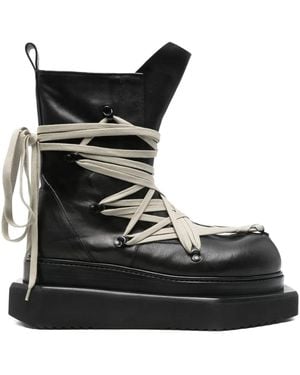 Rick Owens Lace-Up Platform Boots - Black