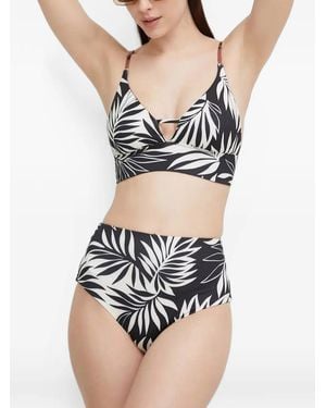 Billabong Palm-Leaf Leopard-Print Bikini Top - Black