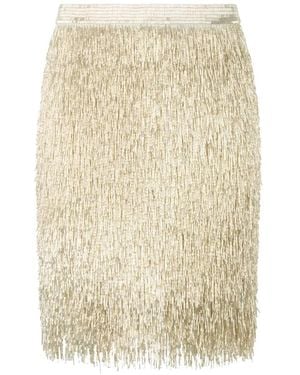 Moschino Falda Corta Con Flecos - Neutro