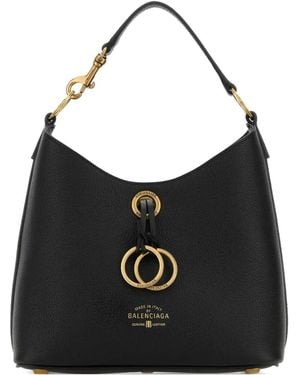 Balenciaga Small Carrie Hobo Leather Shoulder Bag - Black