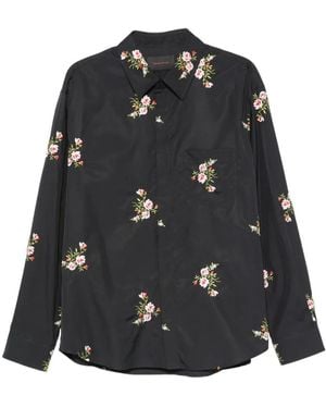 Simone Rocha Floral-Embroidered Concealed-Button Shirt - Black