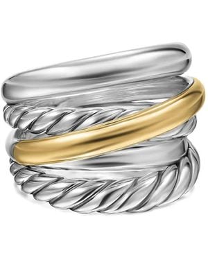 David Yurman Anillo Crossover Five Row de 17.5 mm en oro amarillo de 14 ct - Blanco