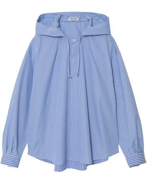 Undercover Hooded Striped Blouse - Blue