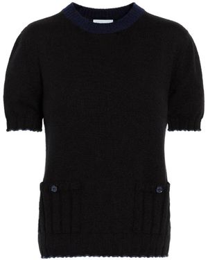 Barrie Ribbed Detailing Top - Black