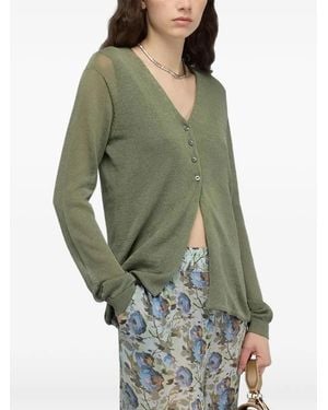Semicouture V-Neck Button-Up Cardigan - Green