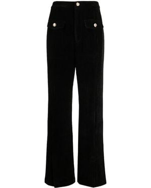 B+ AB Pleat-Detail Corduroy Flared Trousers - Black