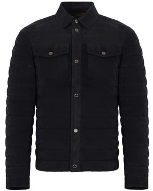 Moorer Quilted Button-Front Jacket - Blue