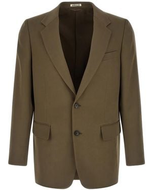 AURALEE Gabardine Single-Breasted Blazer - Green
