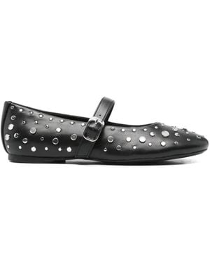 Tamaris Stud-Embellished Leather Ballet Flats - White
