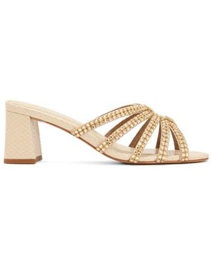 Nicoli Embellished Strappy Mules - Natural