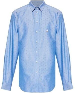 Moschino Goose-embroidered Shirt - Blue