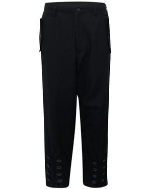 Yohji Yamamoto Button-Embellished Cropped Trousers - Black