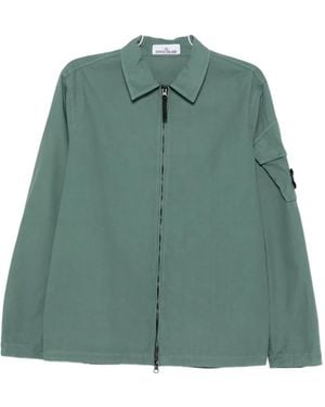 Stone Island Zip-Up Shirt Jacket - Green