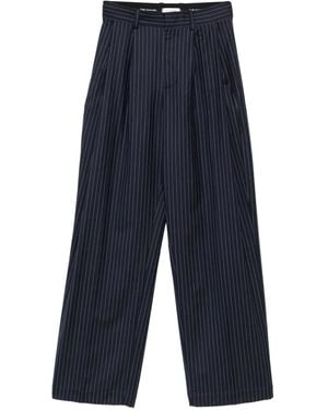 The Mannei Pinstripe-Pattern Wide-Leg Trousers - Blue