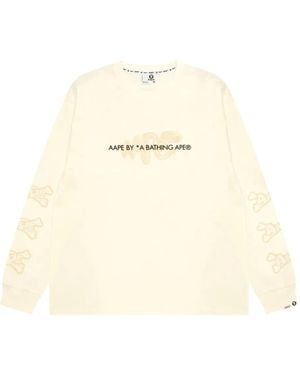 Aape By A Bathing Ape Langarmshirt mit grafischem Print - Natur