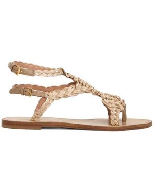 Alberta Ferretti Braided Double-Strap Sandals - Natural