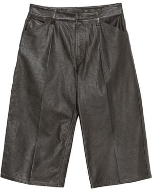 Lemaire Pantalones Cortos De Piel - Gris