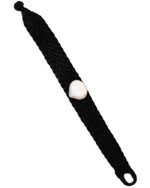 Dezso by Sara Beltran 18K Rose Classic Anadara Pearl Leather Bracelet - Black