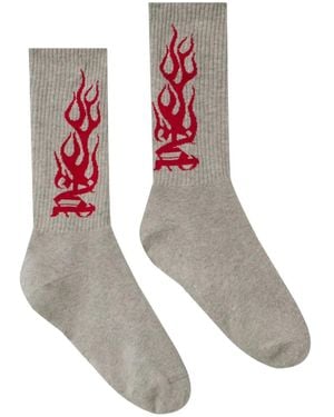 Palm Angels Jacquard Flame Socks - Red