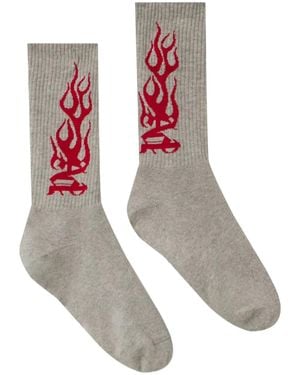 Palm Angels Jacquard Flame Socks - Red