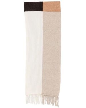 Pennyblack Colour-Block Fringed Scarf - White