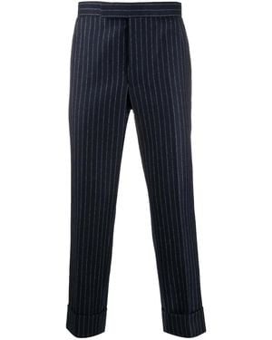 Thom Browne Ground Chalk-Stripe Flannel Pants - Blue