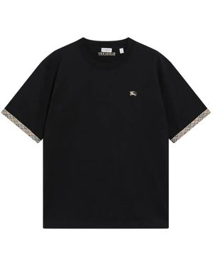 Burberry Ryan Check-Trim T-Shirt - Black