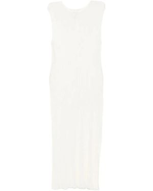 Loulou de Saison Ada Pleated Sleeveless Midi Dress - White