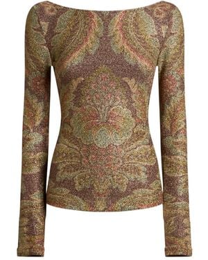 Etro Paisley Glitter Top - Brown