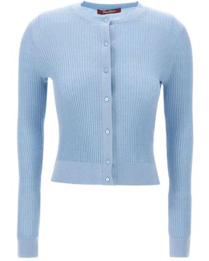Max Mara Sequin-embellished ribbed cardigan - Blau