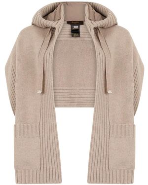 Moorer Luisia-Cwh Hooded Ribbed-Knit Scarf - White