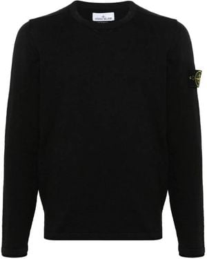 Stone Island Logo Crew-Neck Sweater - Black