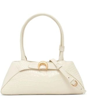 Marine Serre Medium Aurora Crocodile-Embossed Tote Bag - Natural