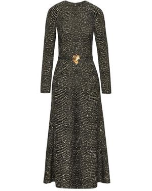 Oscar de la Renta Heart Belt Midi Dress - Grey