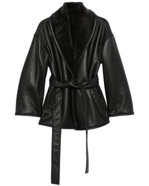 JOSEPH Manteau Manu À Taille Ceinturée - Black