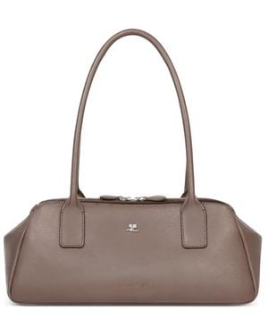 Courreges Strip Leather Shoulder Bag - Grey