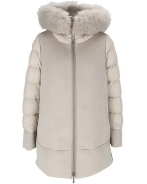 Moorer Fresia-Le Fur-Trim Hooded Jacket - Gray