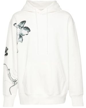 Y-3 Floral-Print Jersey Hoodie - White