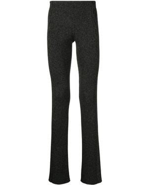 Dion Lee Marl-Knit Ribbed Flared Pants - Black