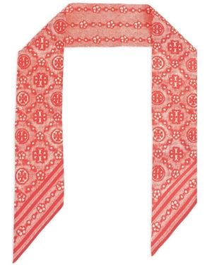 Tory Burch Écharpe À Motif Monogrammé - Pink