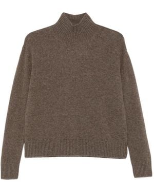Max Mara Nocino Mock-Neck Ribbed-Trim Sweater - Brown