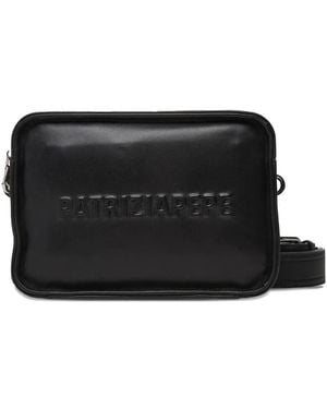 Patrizia Pepe Embossed-logo Leather Shoulder Bag - Black