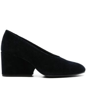 Comme des Garçons Velvet Round-Toe Court Shoes With Covered Heel - Black